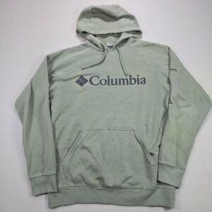 Columbia Sportswear Mens Medium Sage Green Logo Pullover Hoodie XM0445